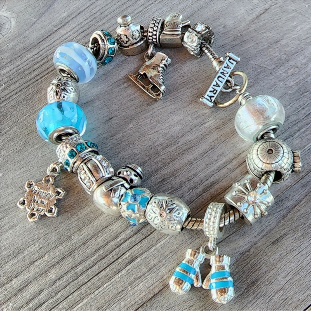 Silver And Blue Charm Bracelet